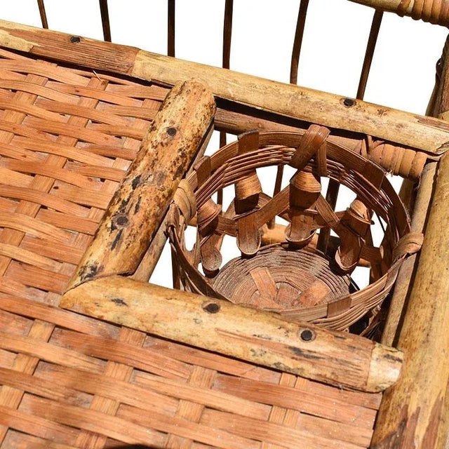 Mid 20th Century Burnt Tortoise Wood Bamboo Breakfast Bed Tray With Magazine Rack and Cup Holder For Sale - Image 5 of 11