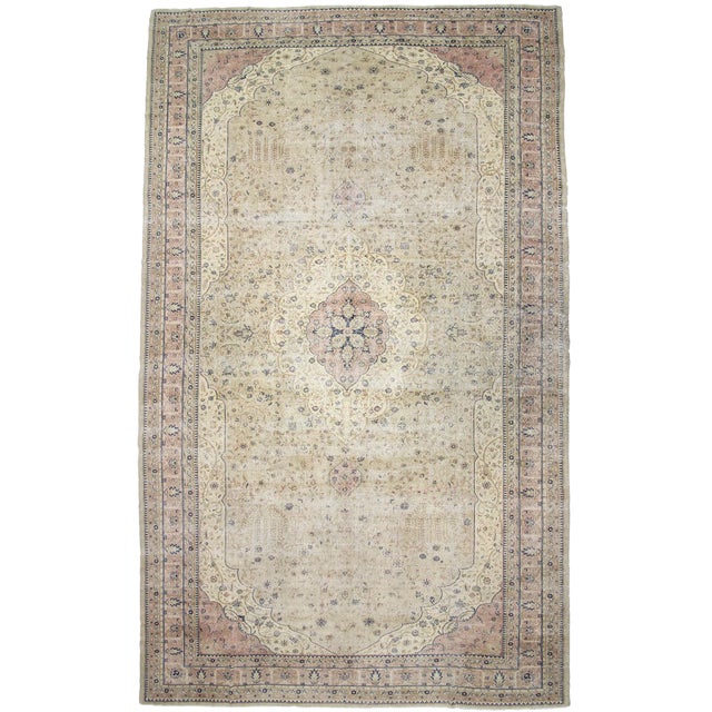 1960s Vintage Turkish Oushak Rug- 13′2″ × 23′9″ For Sale