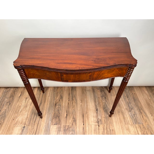 Antique Mahogany Sheraton Game Table With Serpentine Front C. Early 19th Century For Sale In Boston - Image 6 of 9