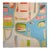 Large Contemporary Abstract Acrylic Painting – Sky Blue & Coral Geometric Grid For Sale