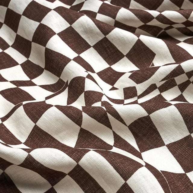 Schumacher Sample - Schumacher X David Kaihoi Loose Check Panel Fabric in Brown For Sale - Image 4 of 4