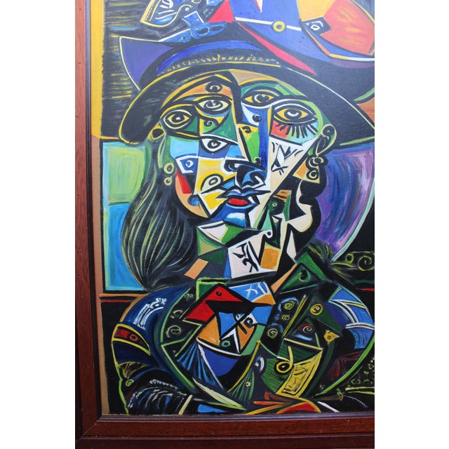 Paint "Girl Nude" Contemporary Cubist Style Figurative Acrylic Modernistic Painting After Pablo Picasso, Circa 1980 For Sale - Image 7 of 8