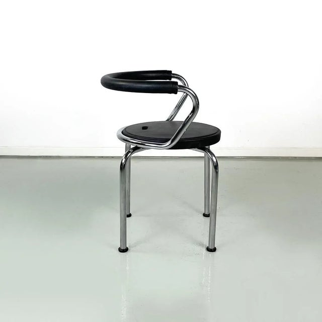 Italian Modern Chairs in Black Rubber and Metal by Airon, 1980s, Set of 4 For Sale - Image 3 of 13