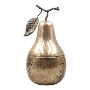 Modern Silver-Plated Pear Wine Cooler / Ice Bucket, Teghini Firenze Italy, 1970s