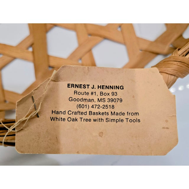 1989 Handcrafted White Oak Lattice Basket by Ernest J. Henning For Sale - Image 9 of 10