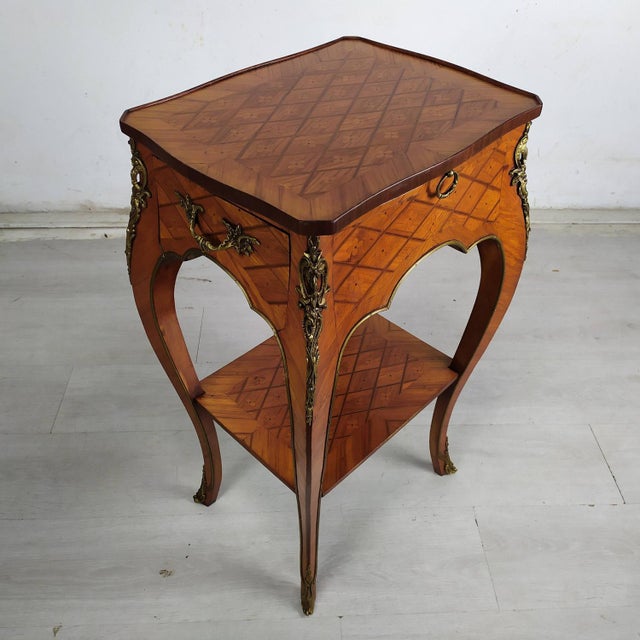 Louis XV Marquetry Side Table, 1950s, in Good conditions. Designed 1950 to 1959
