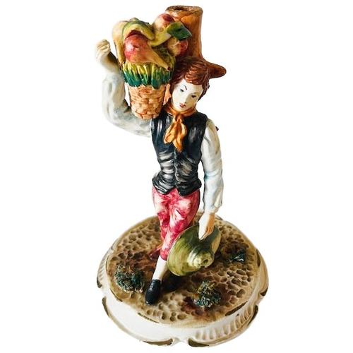 Mid-Century Italian Young Man with Fruit Figurine from Bassano, 1950s For Sale - Image 3 of 11