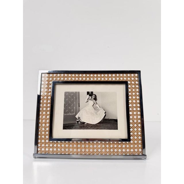 Picture Frame in Acrylic Glass, Cane Webbing and Chrome in the style of Christian Dior, 1970s For Sale - Image 6 of 18