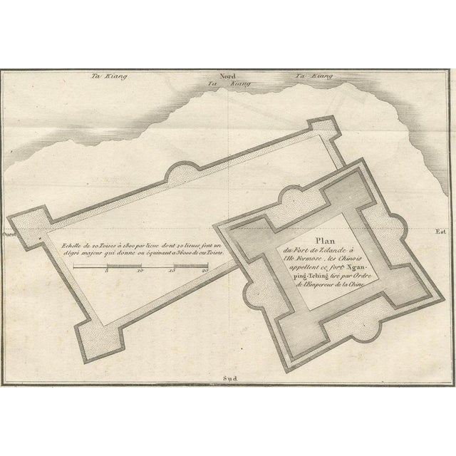 Antique French Jesuit Engraved Plan of the Dutch Fort in Formosa, 1790 For Sale - Image 5 of 10