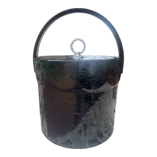 1970s Mid Century Modern Black Vintage Ice Bucket For Sale
