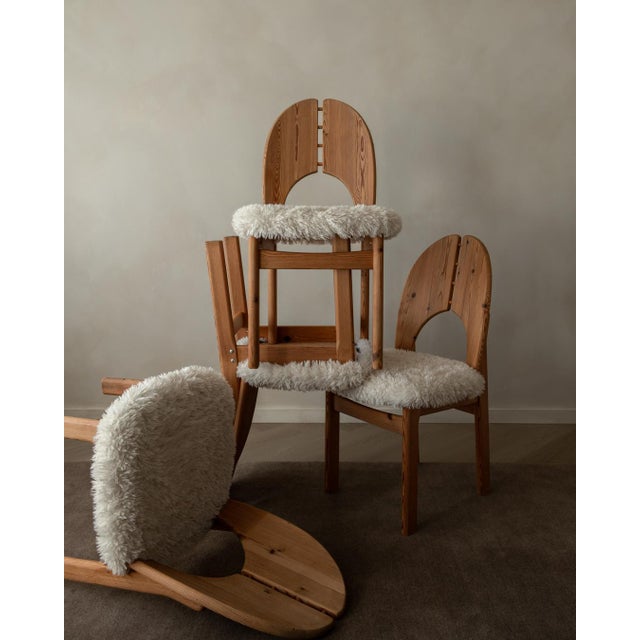 A vintage set of 4 scandinavian pine dining chairs, made in denmark and designed in the style of niels koefoed, likely...