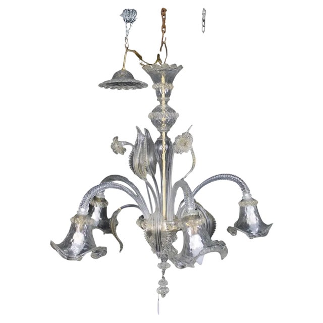 Early 20th Century Arms Chandelier in Murano Glass, Venice For Sale