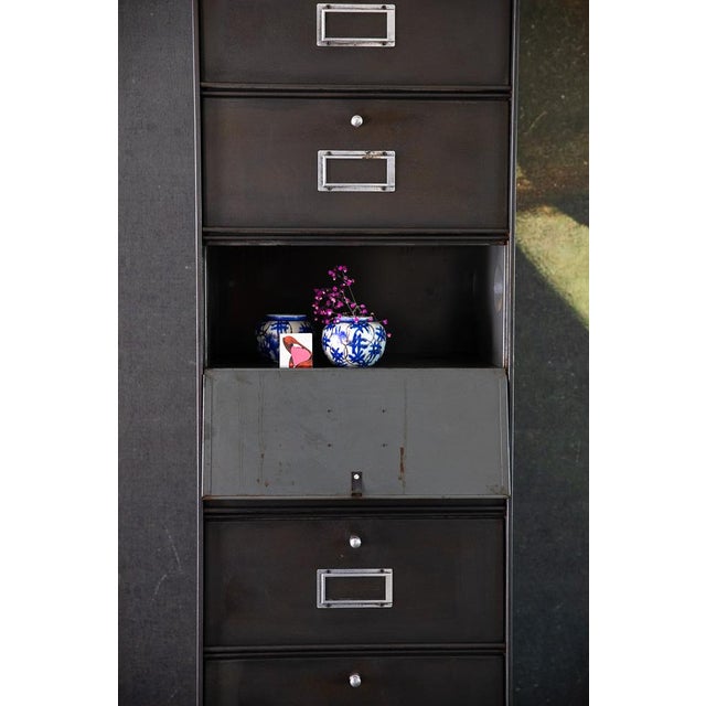 Industrial Metal Cabinet with Flap from Roneo, 1950s For Sale - Image 3 of 10