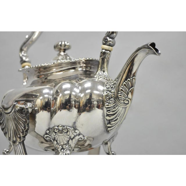 Silver Antique Victorian Silver Plated Gorham 01180 Tilting Teapot Coffee Pot on Stand For Sale - Image 8 of 18