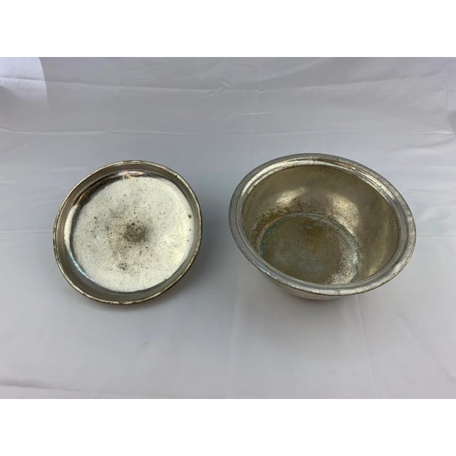 1960s Silverplate Metal Serving Bowl With Lid For Sale - Image 4 of 8