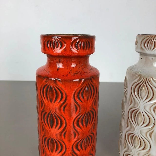 Vintage Pottery Fat Lava Onion Vases from Scheurich, Germany, Set of 2 For Sale - Image 3 of 15