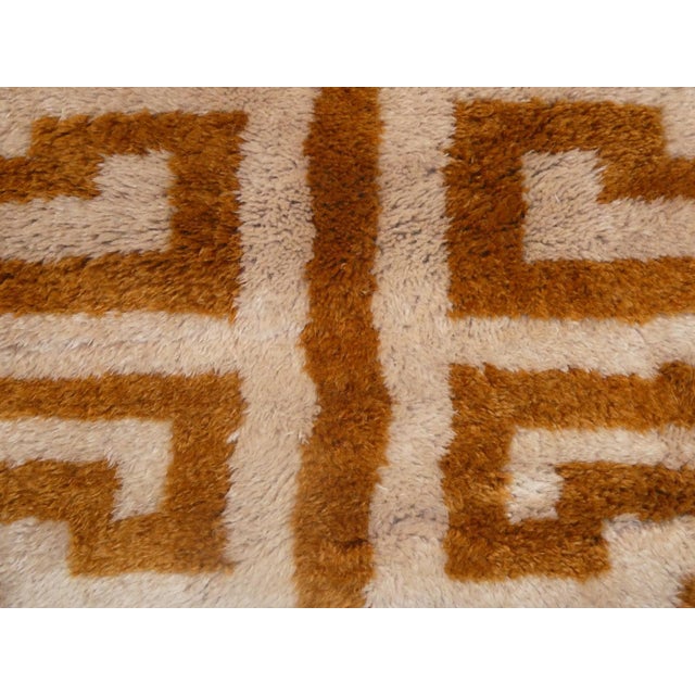 Custom Beni Mrirt wool runner handwoven in an abstract Berber design with blush and copper wool and tassels on both ends....