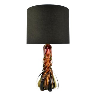 Vintage Uranium Murano Glass Table Light Mid Century | Accent Lamp Red Green Brown | Italian Seguso Sommerso Flavio Poli Pietro Toso Orange For Sale