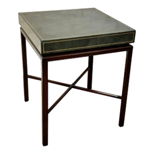 Mid Century Tommi Parzinger for Charak Modern Green Leather Side Table