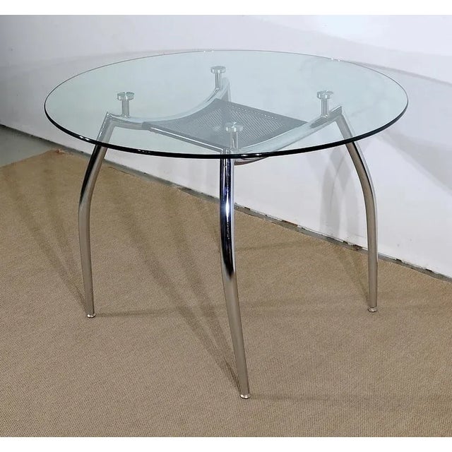 Vintage Chrome and Glass Metal Table, 1970s For Sale - Image 3 of 14
