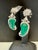 Gemstone 20 Ct Fine Emerald Cabochon & 4 Ct Rose Cut Diamond 18 Kt White Gold Earrings For Sale - Image 7 of 8