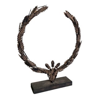 Late 20th Century, Neoclassical Style Iron Laurel Wreath Tabletop Sculpture by Aidan Gray For Sale