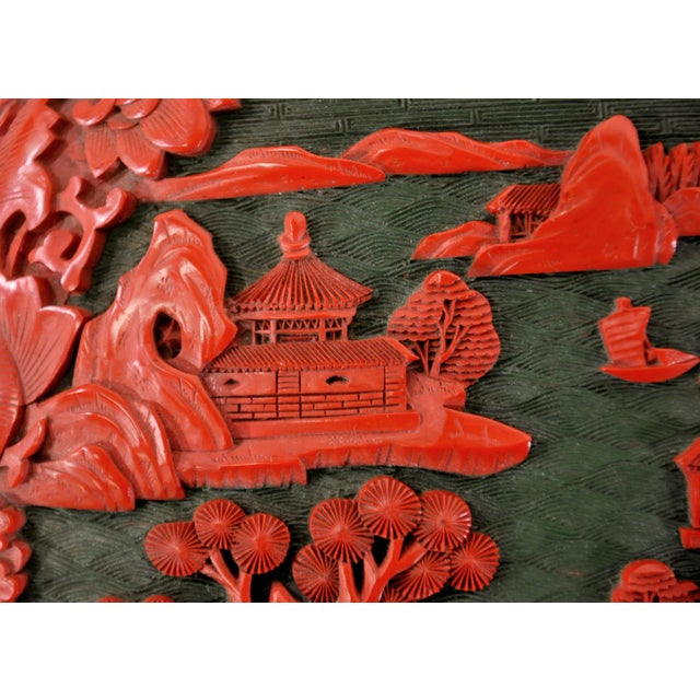 Metal Large Domed Chinese Cinnabar Box For Sale - Image 7 of 12
