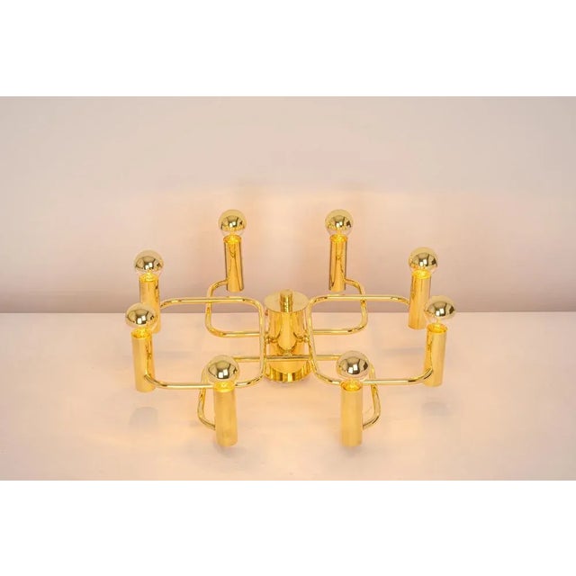 Mid-Century Brass Chandelier, 1970s For Sale - Image 6 of 10