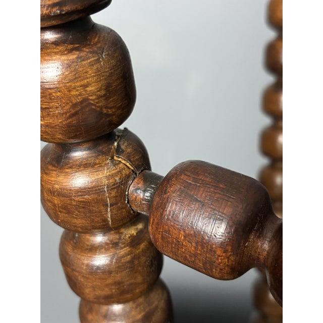 Mid-Century Brutalist Turned Wood Stool in the style of Charles Dudouyt, 1950s For Sale - Image 16 of 18