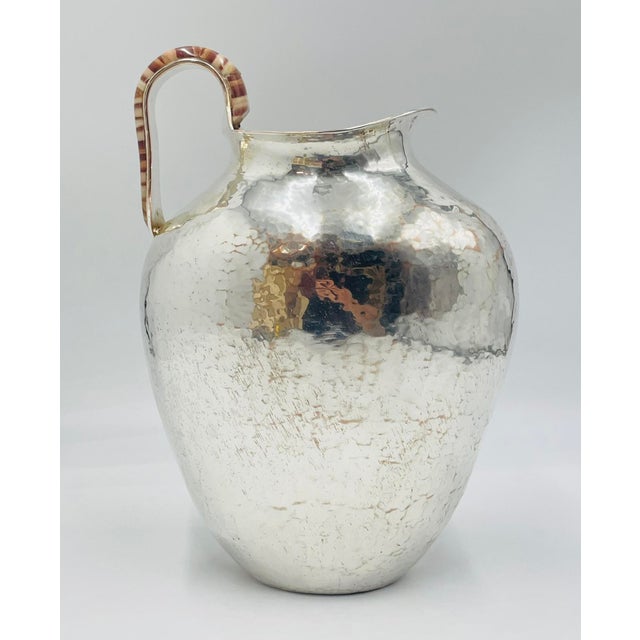 Silver 1980s Large Emilia Castillo Water Pitcher With Natural Jasper Stone Inlay, Signed For Sale - Image 8 of 18