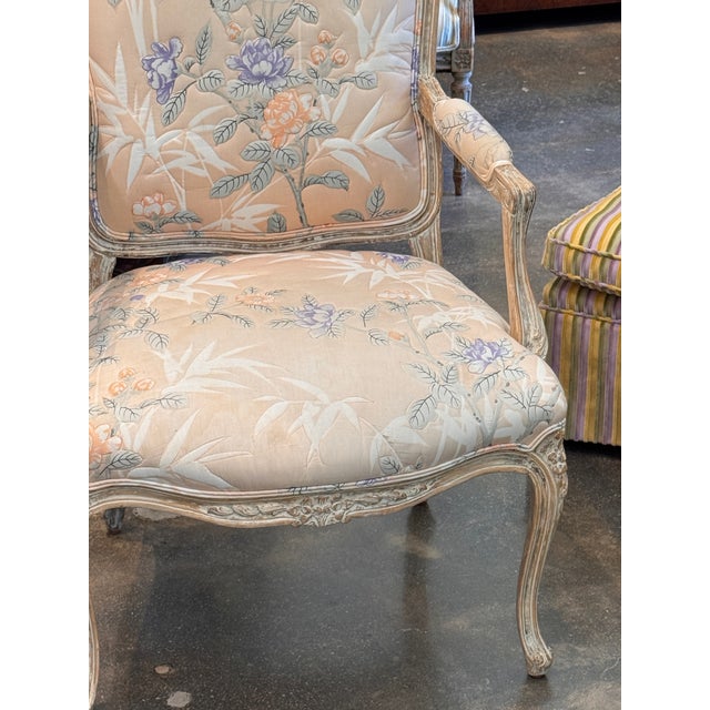 Wood 1950s Pair of Louis XV Style Fauteuils For Sale - Image 7 of 11