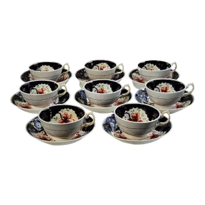 1830s English Victorian Gaudy Welsh Tea Sets - 16 Pieces