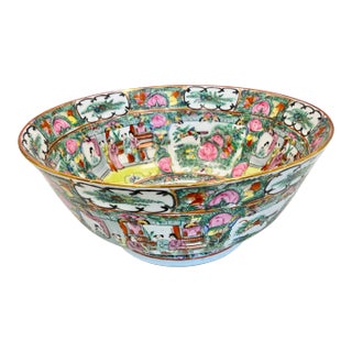 Early 20th Century Large Rose Medallion Bowl For Sale