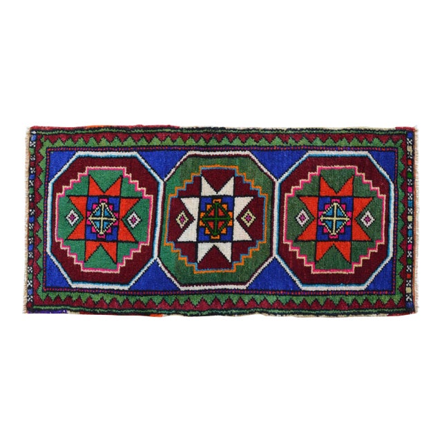 Hand Knotted Oushak Rug. Colorful Rug, Bath Mat, Laundry Decor 1'5" X 3' For Sale