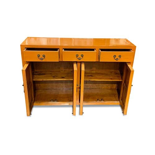 Chinese 1990s Asian Long East Village Sideboard-Orange For Sale - Image 3 of 5