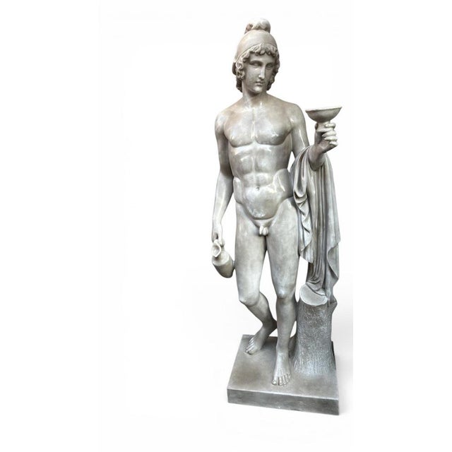 Gold Italian Artist, Large Sculpture of Ganymede, 20th Century, Marble For Sale - Image 8 of 14