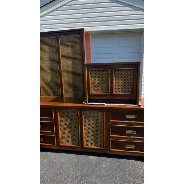 John Stuart Mid-Century Modern Walnut & Cane 4-Piece Bedroom Suite For Sale - Image 11 of 12