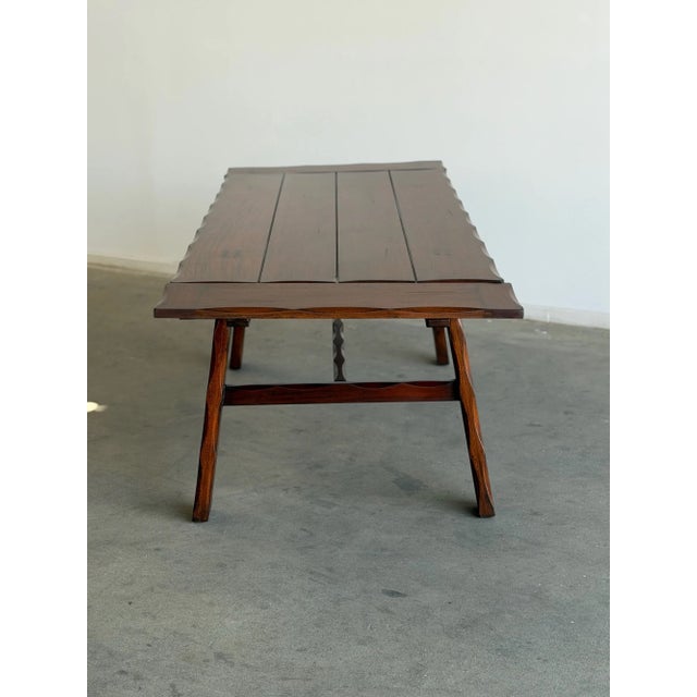 1970s 1940's Trestle Dining Table With Leaf Extensions For Sale - Image 5 of 18