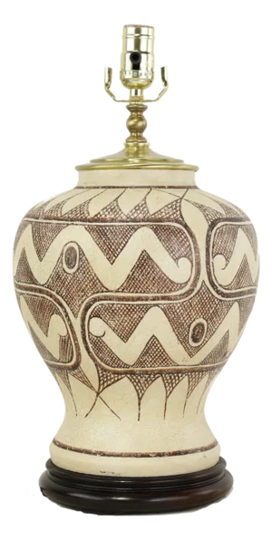 Vintage Exquisite Tribal-Style Ceramic Ginger Jar Table Lamp