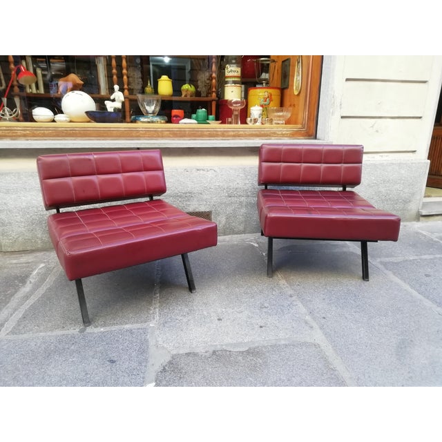 Beautiful pair of reclining armchairs designed by Rito Valla for the Bologna-based company Ipe. The chair, once reclined,...