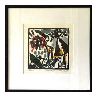 Abstract 1989 Woodblock Print by Charlie Hewitt Titled "Memorial- Ii" For Sale