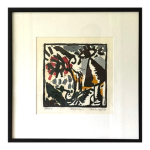 Abstract 1989 Woodblock Print by Charlie Hewitt Titled "Memorial- Ii"