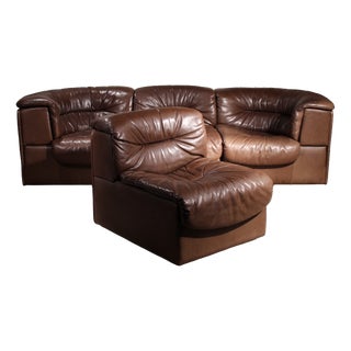 DS-14 Modular Sofa in Leather from de Sede, 1980s, Set of 4 For Sale