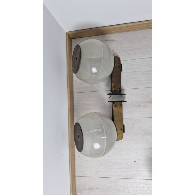 Feltre Brass Wall Lamps with Fresnel Glass for Greco, 1950s, Set of 2 For Sale - Image 10 of 18