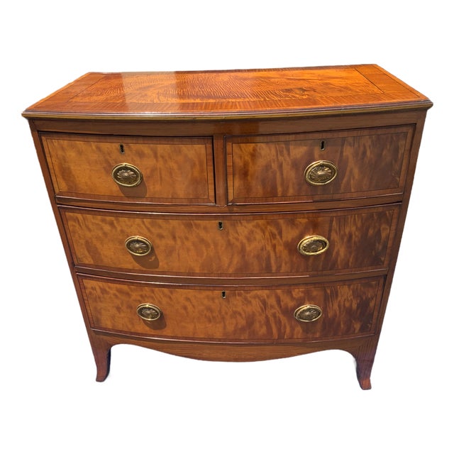 Mid 19th Century Georgian Satinwood Bow Front Chest For Sale