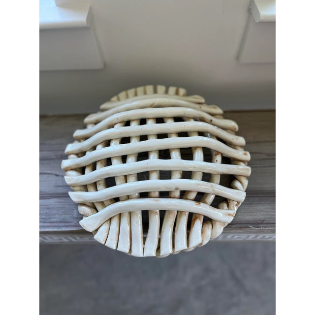 1960s Handcrafted Rustic Open Weave Ceramic Bowl For Sale - Image 11 of 12