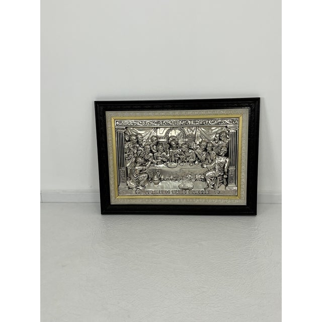 Large Plaque of Jesus' Last Supper in Plated Silver, Italy, 1960s For Sale - Image 10 of 14