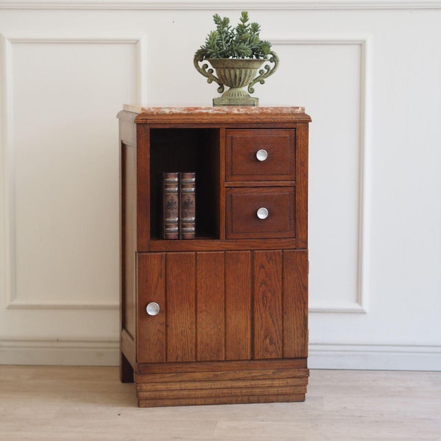 French Art Deco Bedside Table with Red Marble Top For Sale - Image 15 of 15