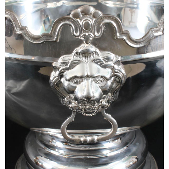 Silver Large Vintage Silver-Plated Punch Bowl from Monteith, 1980s For Sale - Image 8 of 18