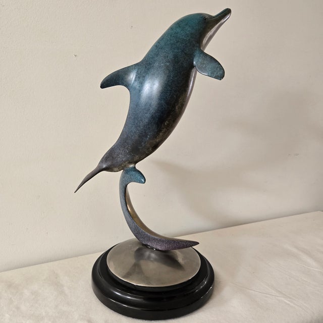 Modern Dale J Evers Centerpiece Dolphin Sculpture Sky Dance II Signed and Numbered 29/250 For Sale - Image 3 of 16